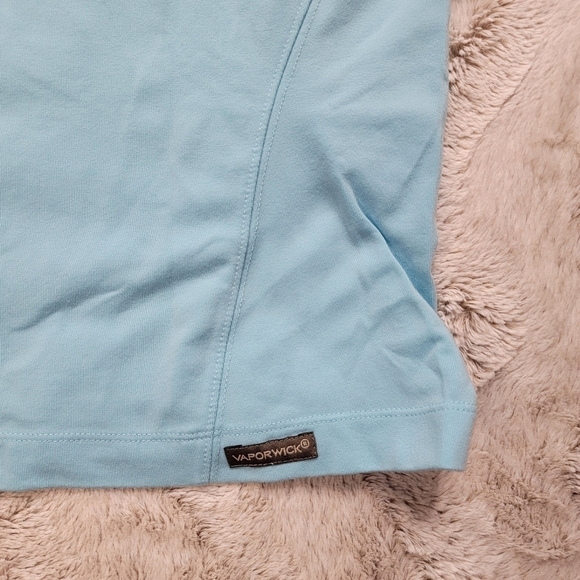 ✨️CL Vtg North Face Blue Short Sleeve V Neck Button Accent Vaporwick Top Size S - Picture 11 of 12